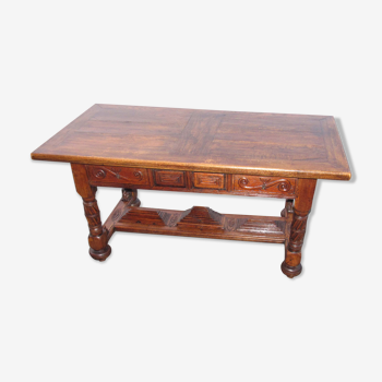 Table - Carved solid oak desk