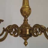French Vintage Mid-Century Bronze 5-Light Traditional Style Chandelier