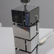 Pied de lampe vintage design "Building" acier chromé, Curtis Jere 1970s