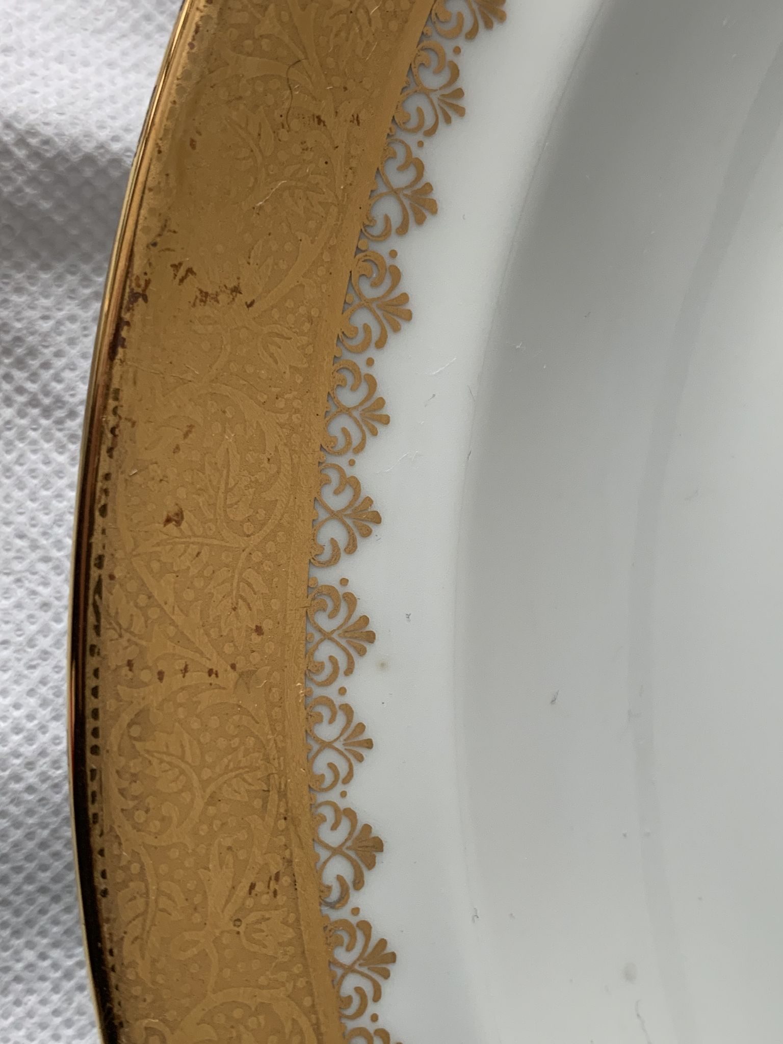 Cake service 6 dessert plates and 2 dishes Georges Boyer porcelain Limoges 1950