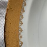 Cake service 6 dessert plates and 2 dishes Georges Boyer porcelain Limoges 1950