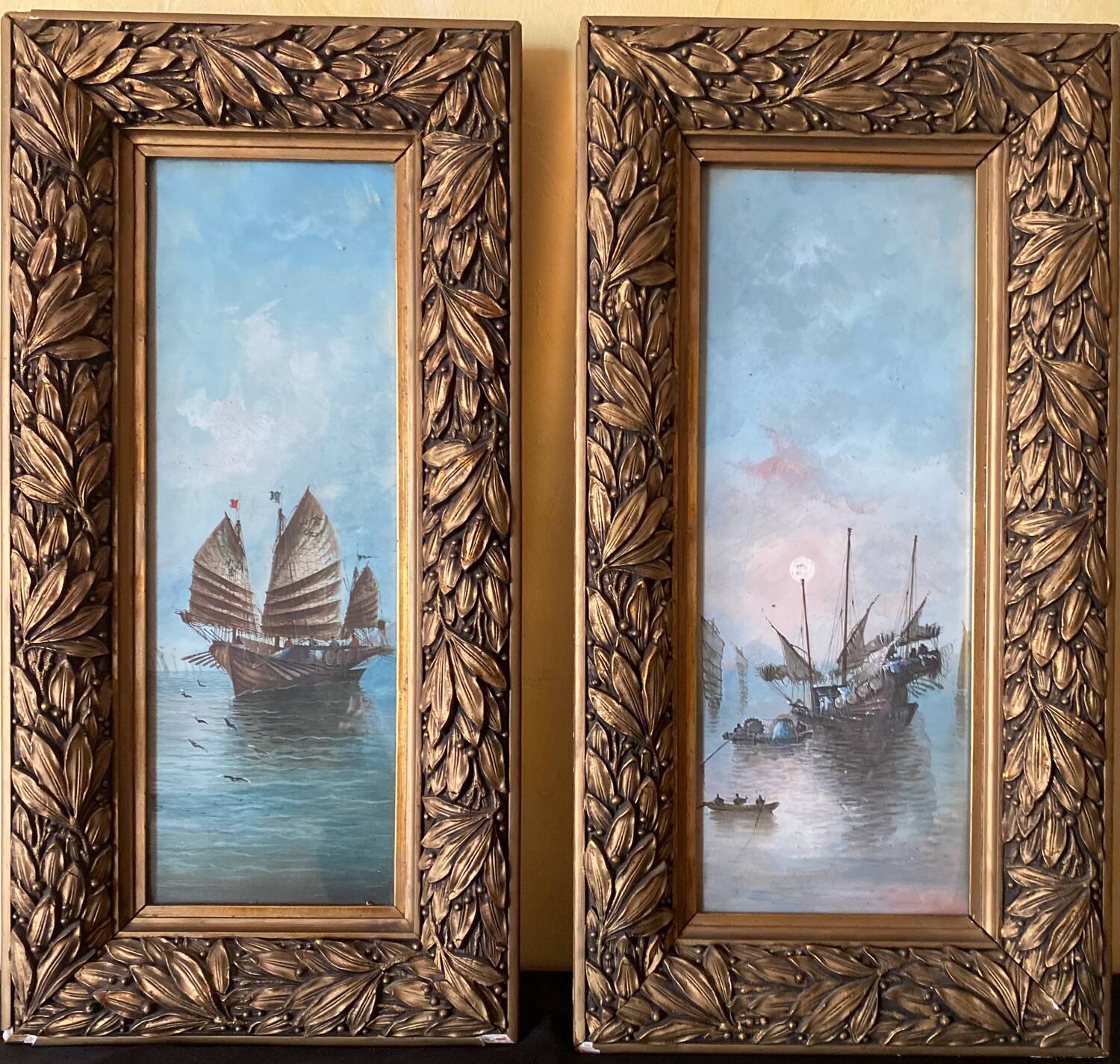 2 paintings, marine subject
