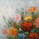 Small painting, bouquet of flowers, blue background