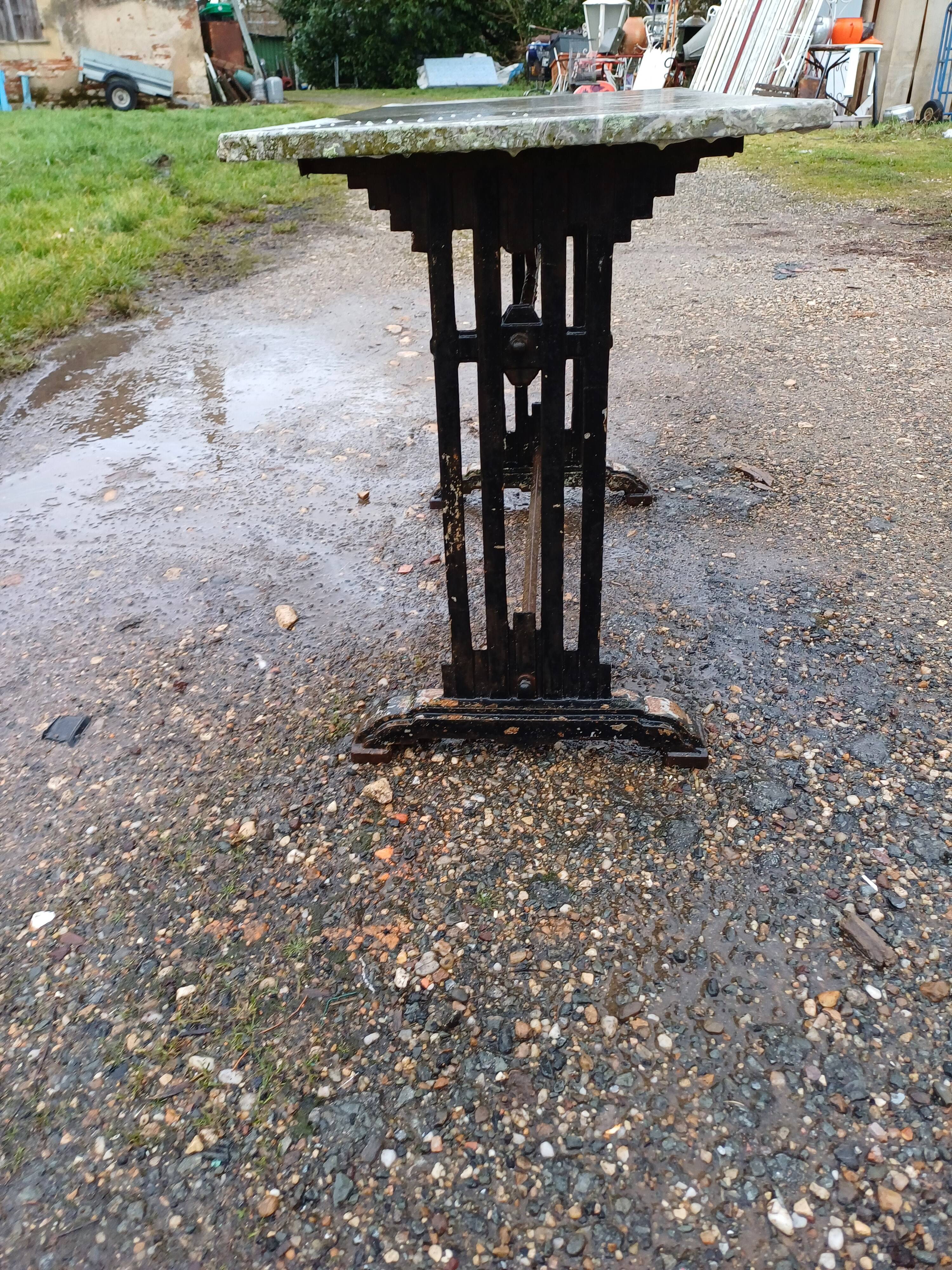 Art Deco Cast Iron and Marble Bistro Table