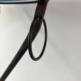 Folding pedestal table in wrought iron and wood