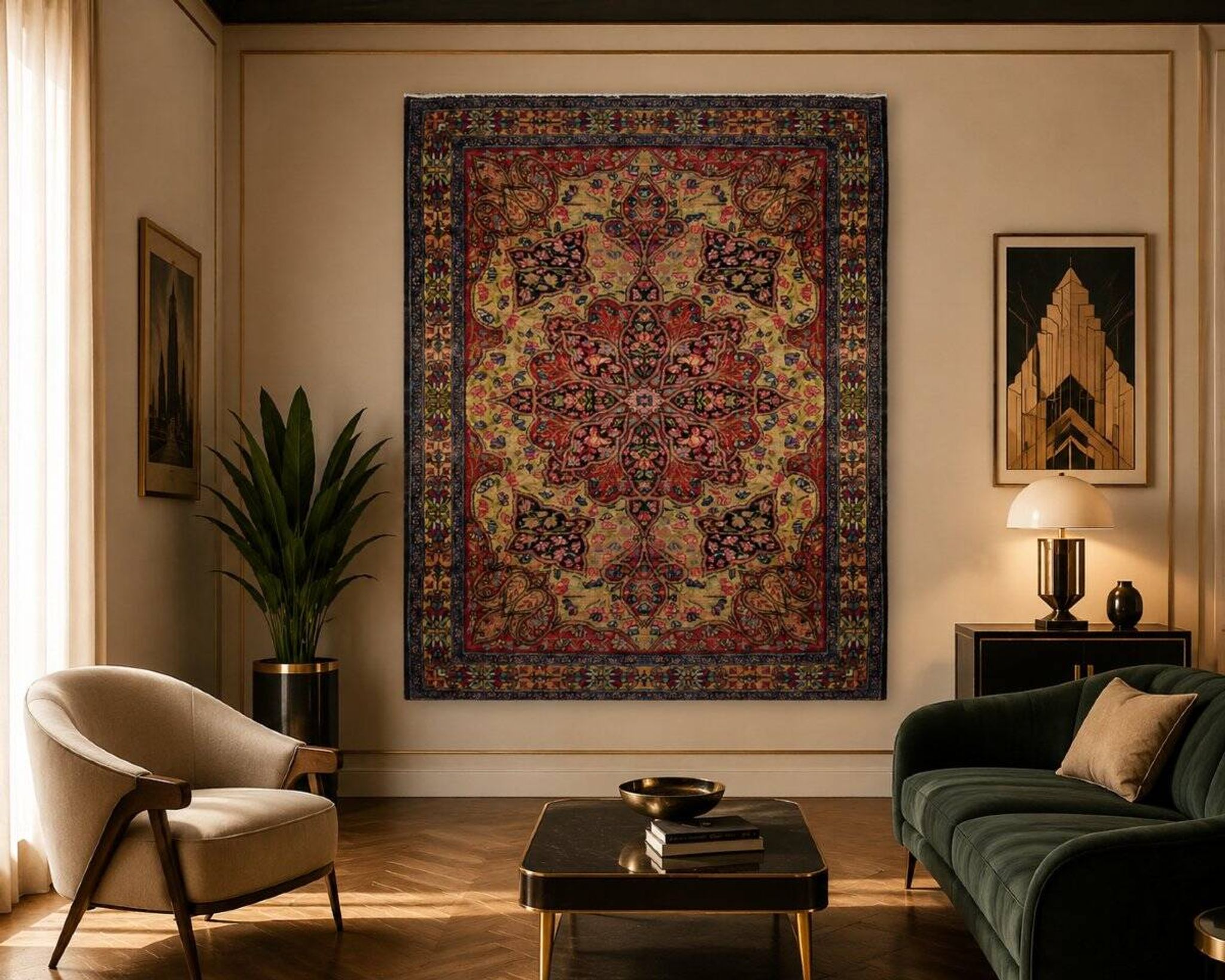 Oriental carpet Kirman Raver Iran: 190 x 135 cm - "Galerie Sardje"