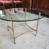 Coffee table round glass tray and brass legs