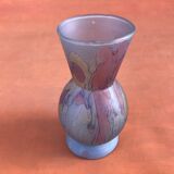 Piedouche vase Glass paste shades of lilac and yellow on a blue background