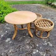 Vintage rattan garden furniture from the 1970s.