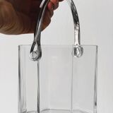 Clear Glass Ice Bucket with Chrome Handle