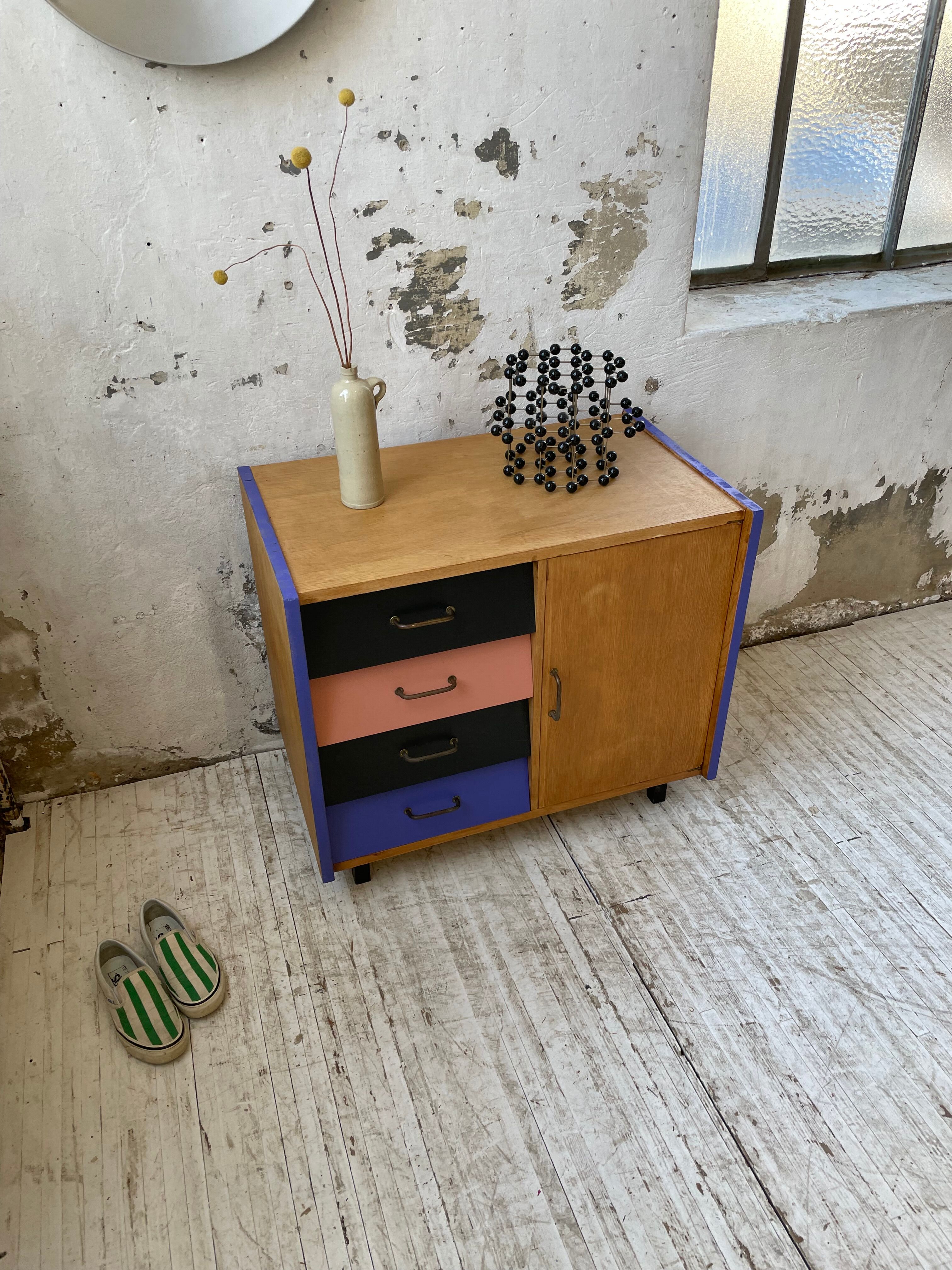 Meuble commode colorée années 60
