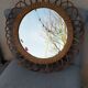 Vintage mirror in rattan flowers, sun