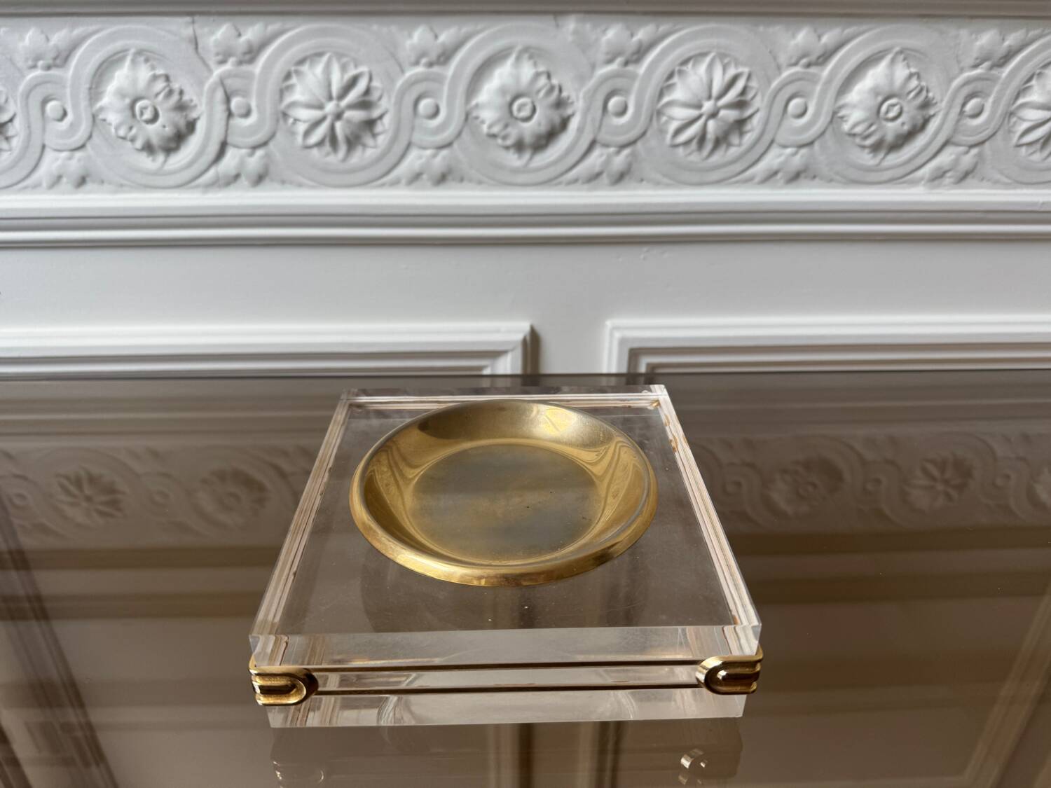 Plexiglass and gold metal empty pocket, 1980s