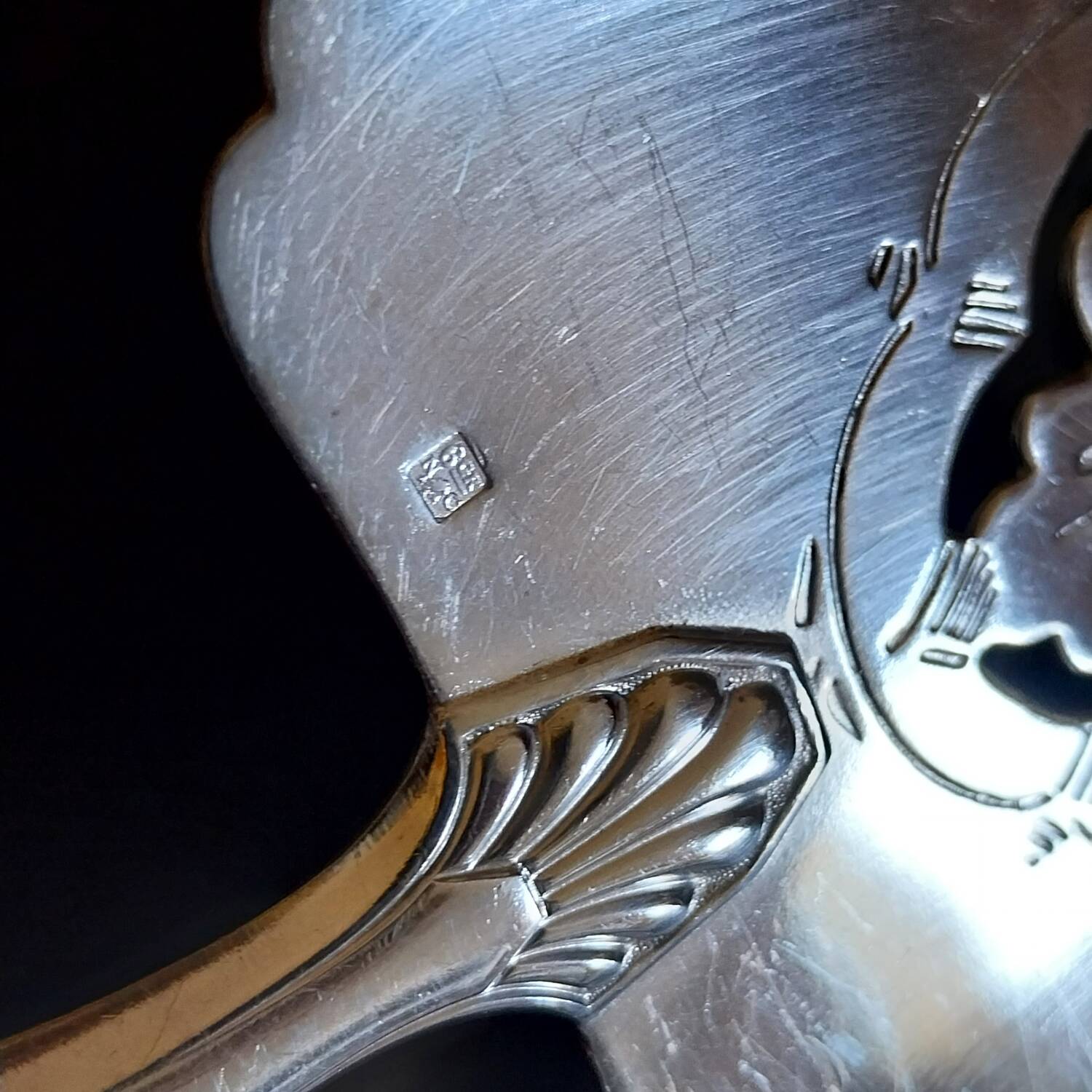 Antique art nouveau silver metal pie server
