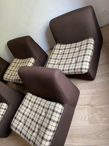 Lot 6 fauteuils tissu en polystyrène rigide année 50/60