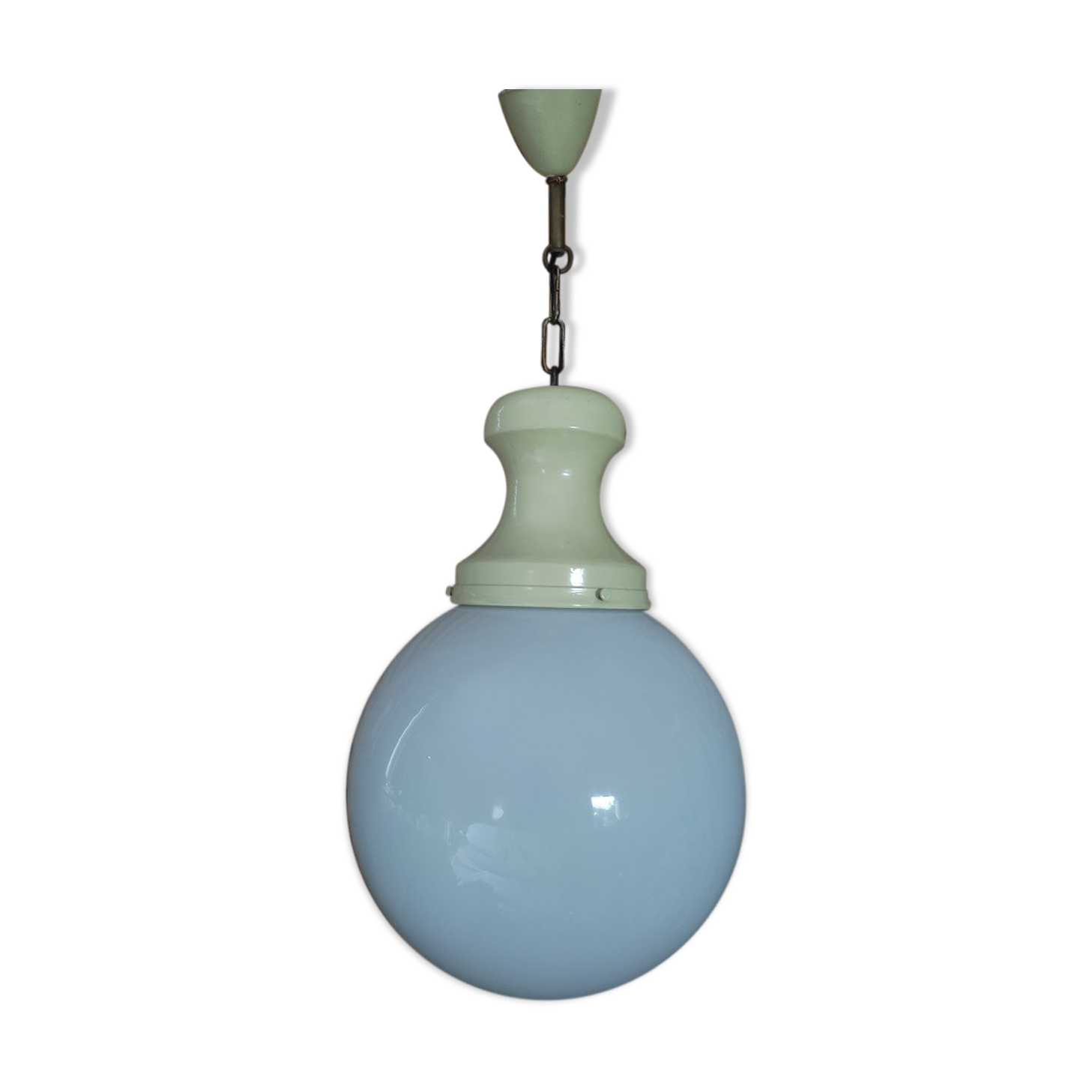 Suspension Globe opaline white support metal cream dp 0322102