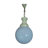 Suspension globe opaline blanc support métal crème dp 0322102