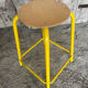 Vintage Industrial Stool Yellow Metal Tube + Wooden Seat