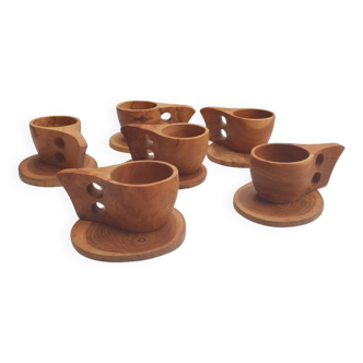 Set of 6 Olivier cups 1970