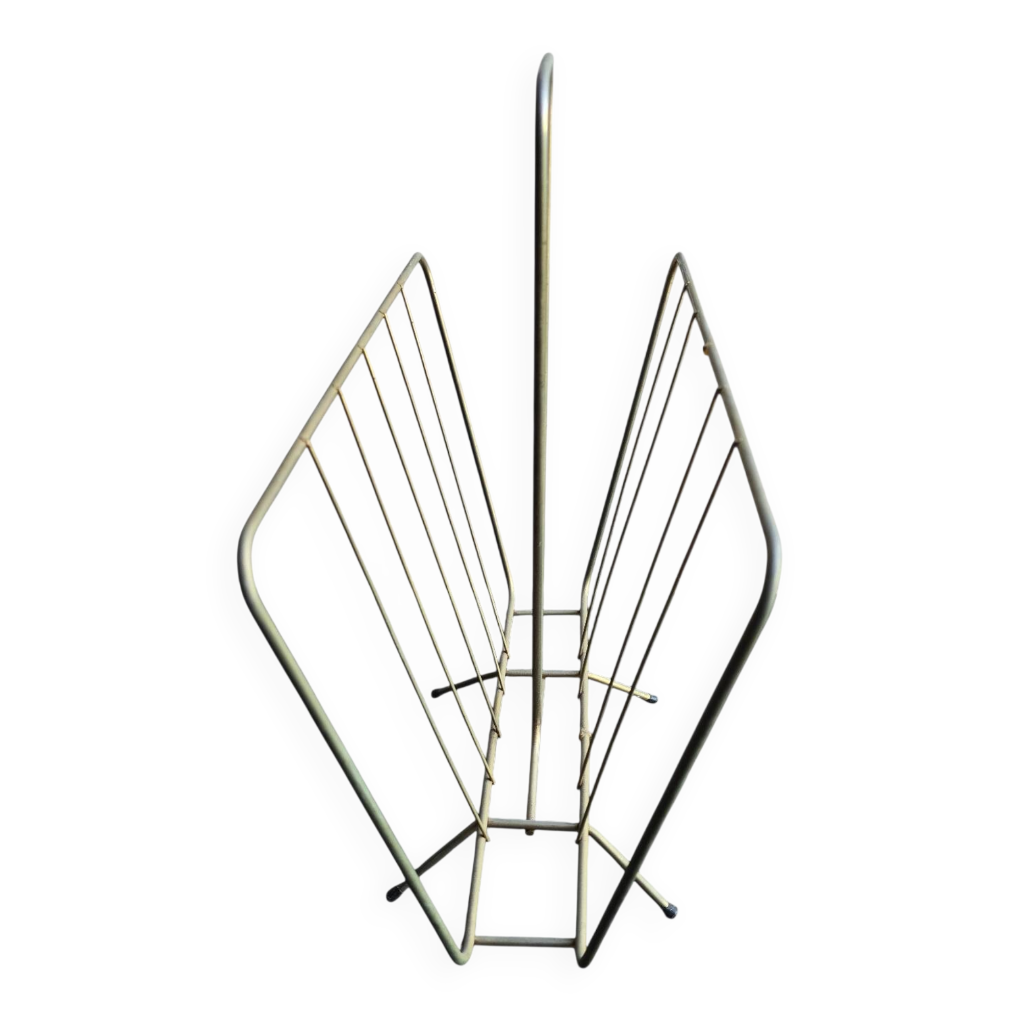 70s magazine rack in gold-tone metal