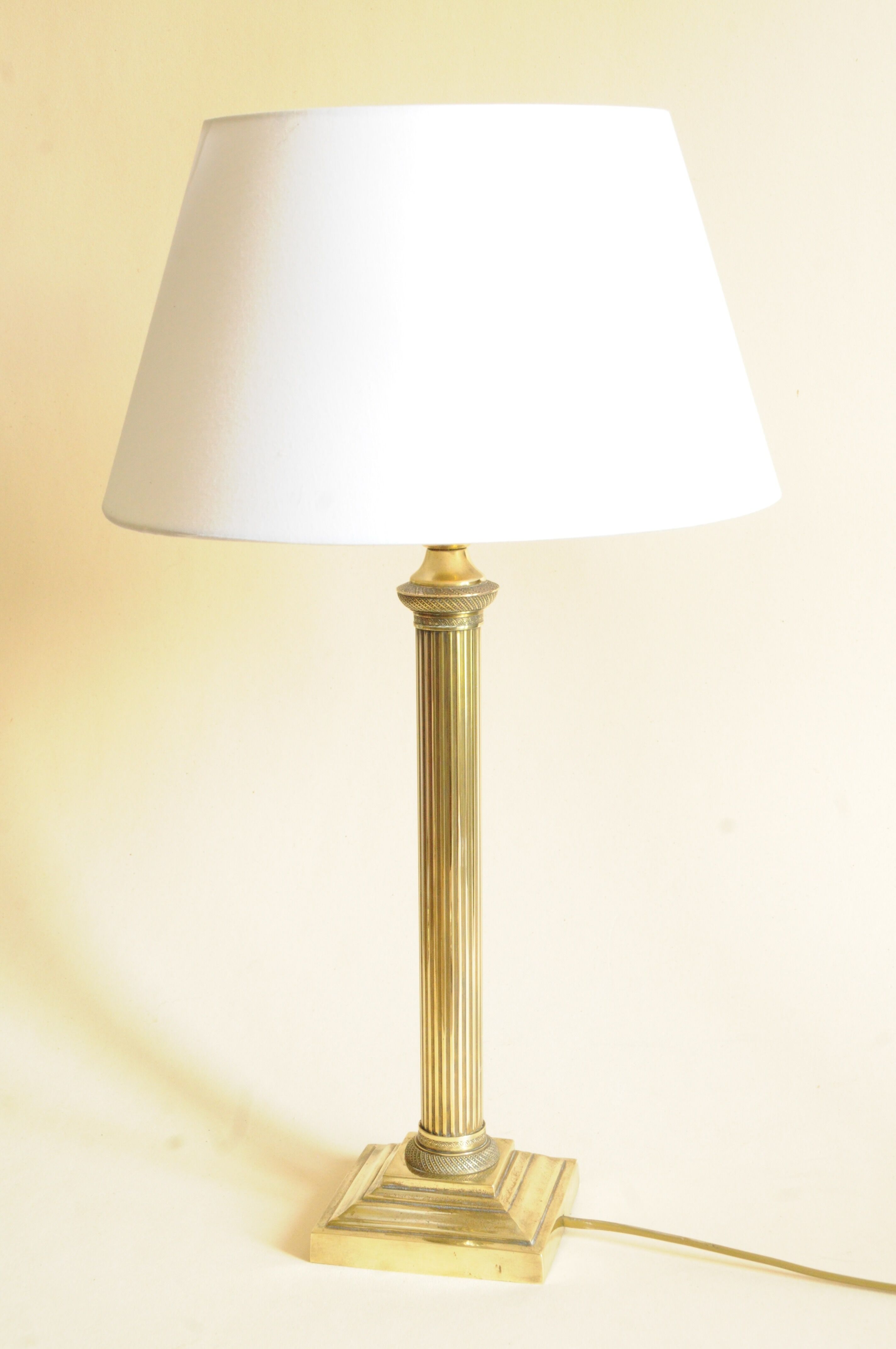 Vintage Lamp Base - Fluted Brass Column - 20th Century Neoclassical Style