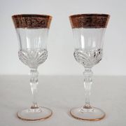 2 gold crystal wine glasses model Aurea by Royal crystal rock, Italy