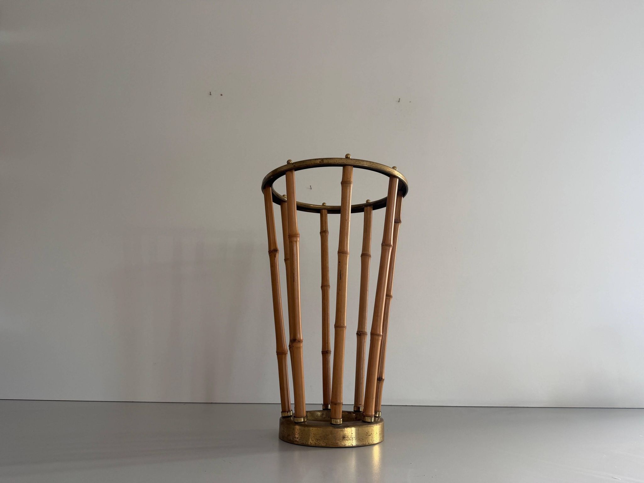 Bamboo and brass umbrella stand, 1960s, Germany