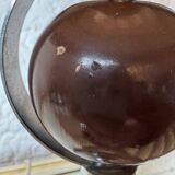 Lampe chrome bois laine années 70