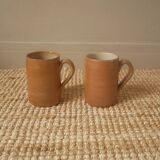 Vintage stoneware mugs ceramic pottery handmade artisanal manufacturing Scandinavian country decoration