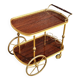 Vintage bar trolley in matte gold metal and melamine 1960