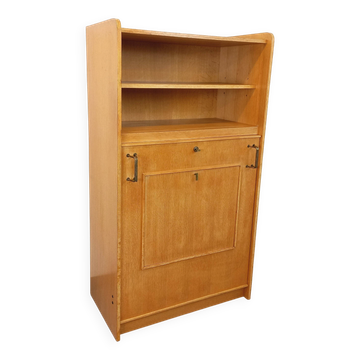 Vintage bookshelf with oak side table.