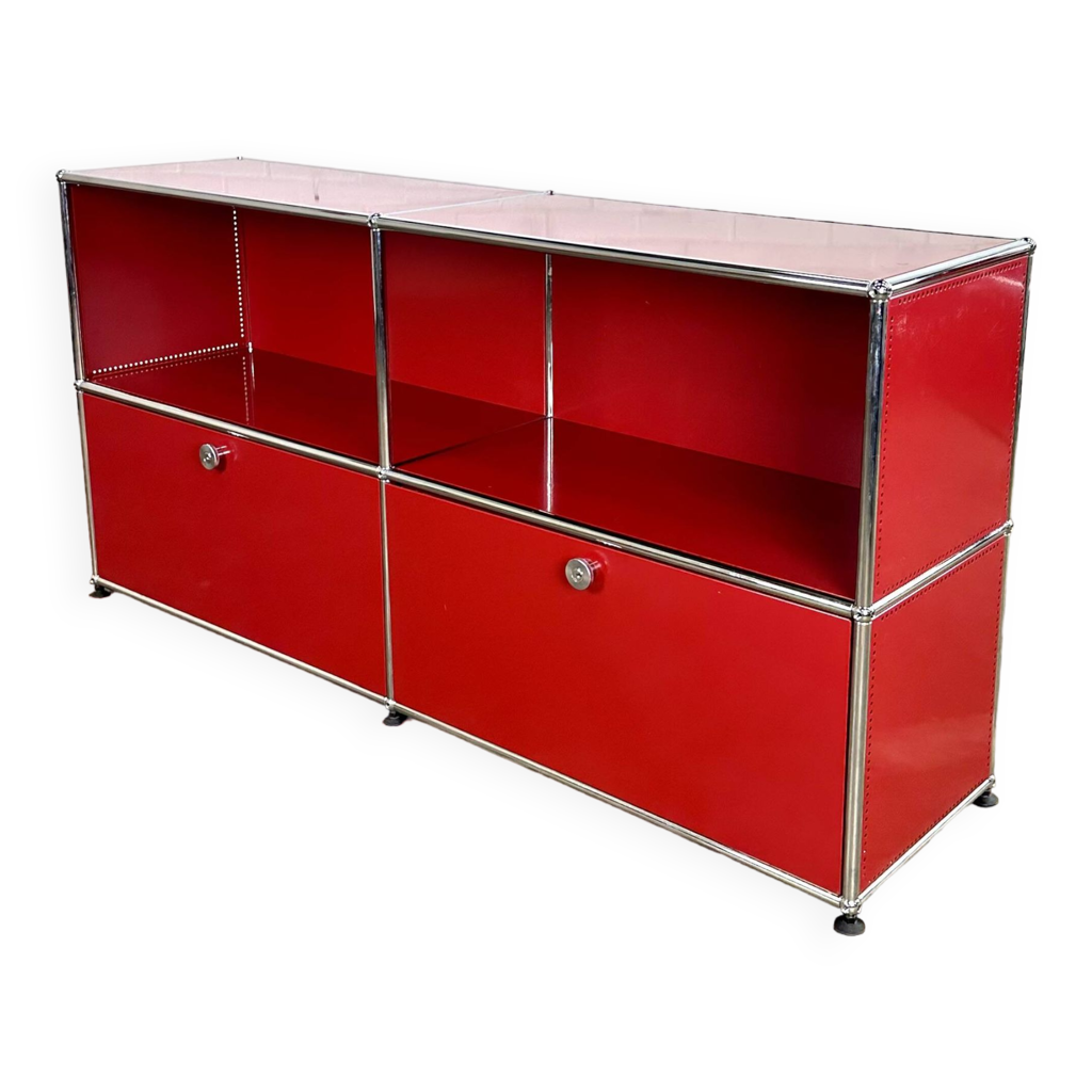 USM Haller commode / buffet à rabats rouge | Selency