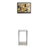 Bolster or end table in chrome steel with smoked window.