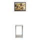 Bolster or end table in chrome steel with smoked window.
