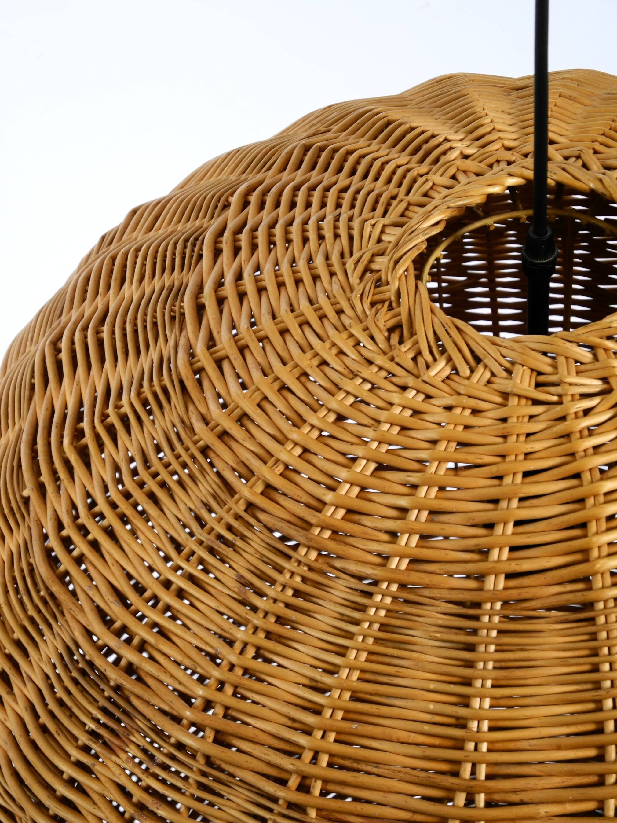 Very rare original XXL rattan ball pendant lamp | Mid Century Modern | Ø 66