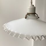 Opaline pendant lamp with porcelain socket