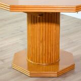 Octagonal dining table with wood and bamboo extension 1980s