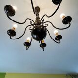 Large Dutch chandelier in bronzed brass 8 branches