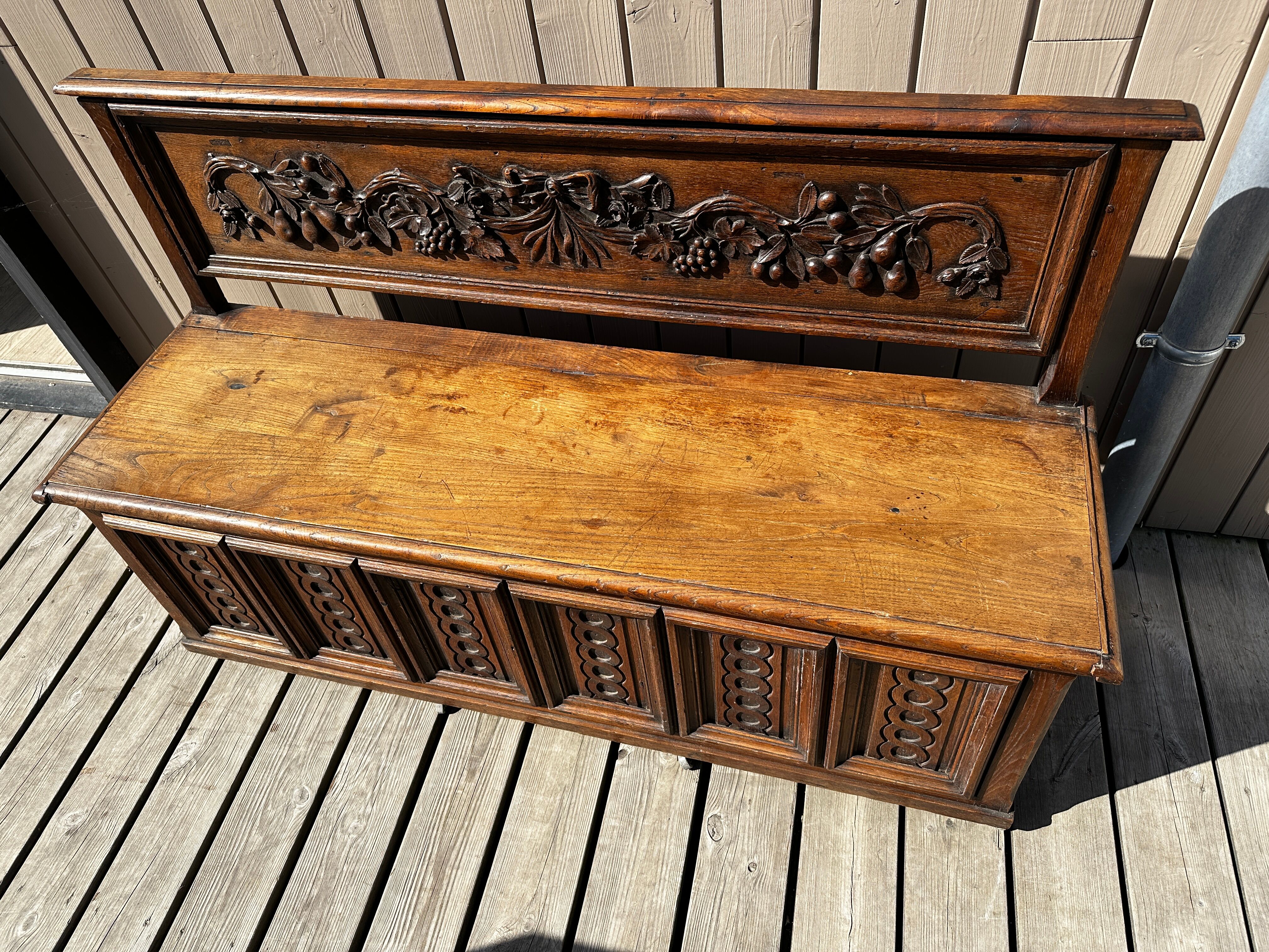 17th Century Oak Chest-Bench