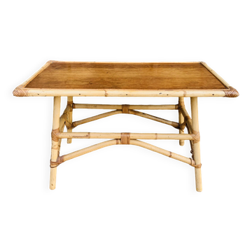 Table basse vintage en rotin
