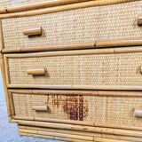 Light rattan chest of drawers with caning
