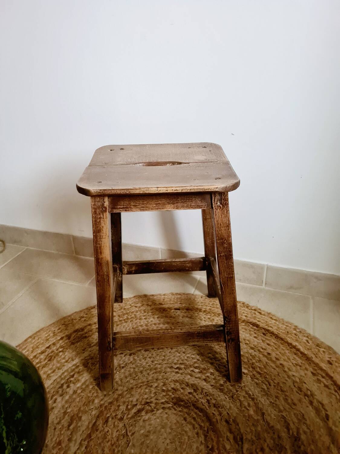 Old vintage handcrafted kitchen stool