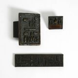 A set of solid 1970s Brutalist pull handles with letter slot and doorbell