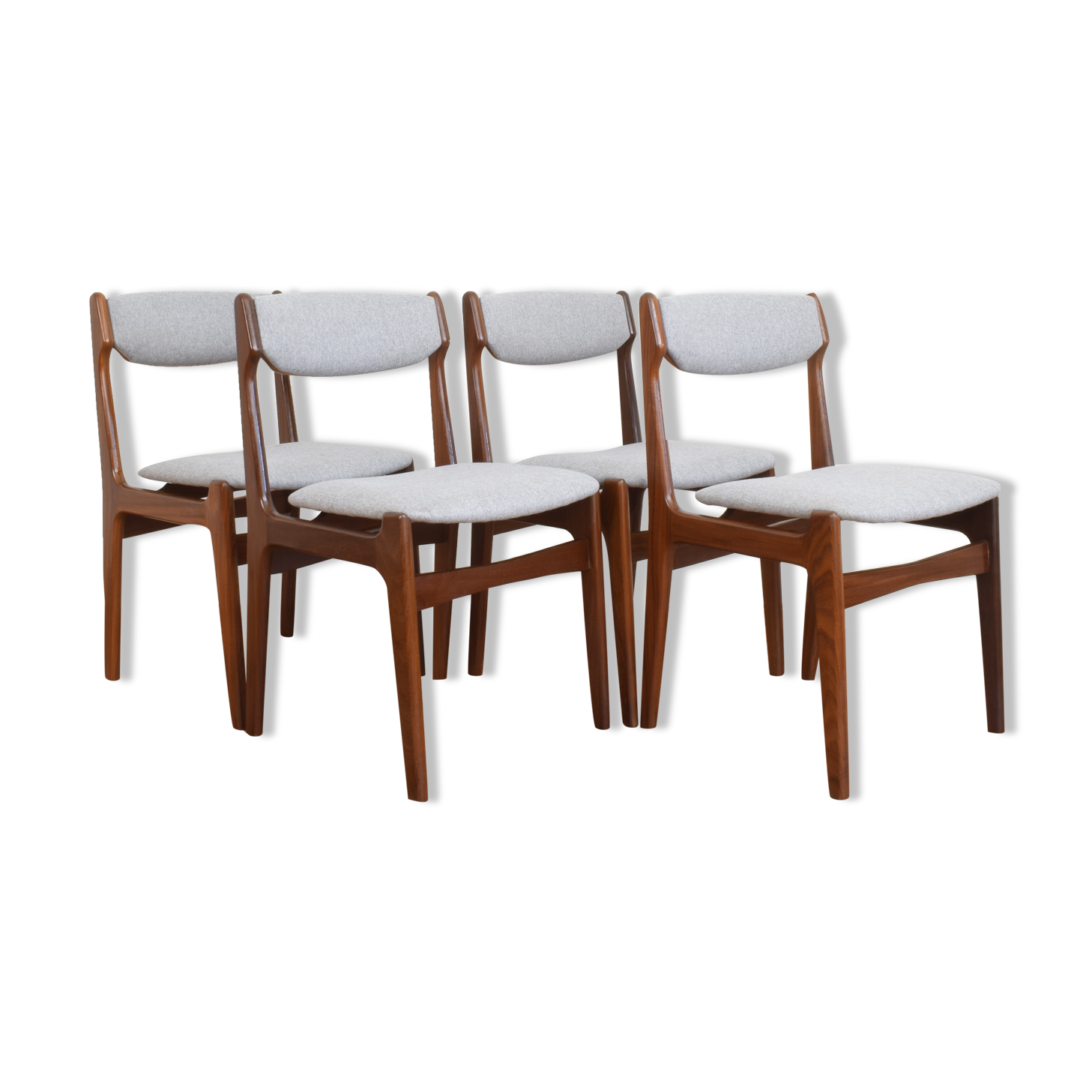 Danish Teak Dining Chairs by Erik Buch, Set of 4