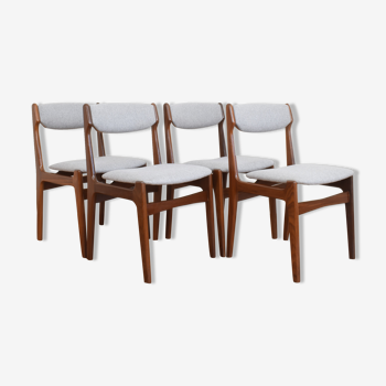 Danish Teak Dining Chairs by Erik Buch, Set of 4