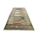 Distressed Turkish Rug 188x101 cm wool Vintage shabby Chic Runner Blue, Beige