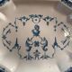Oval dish in Moustiers earthenware in shades of blue