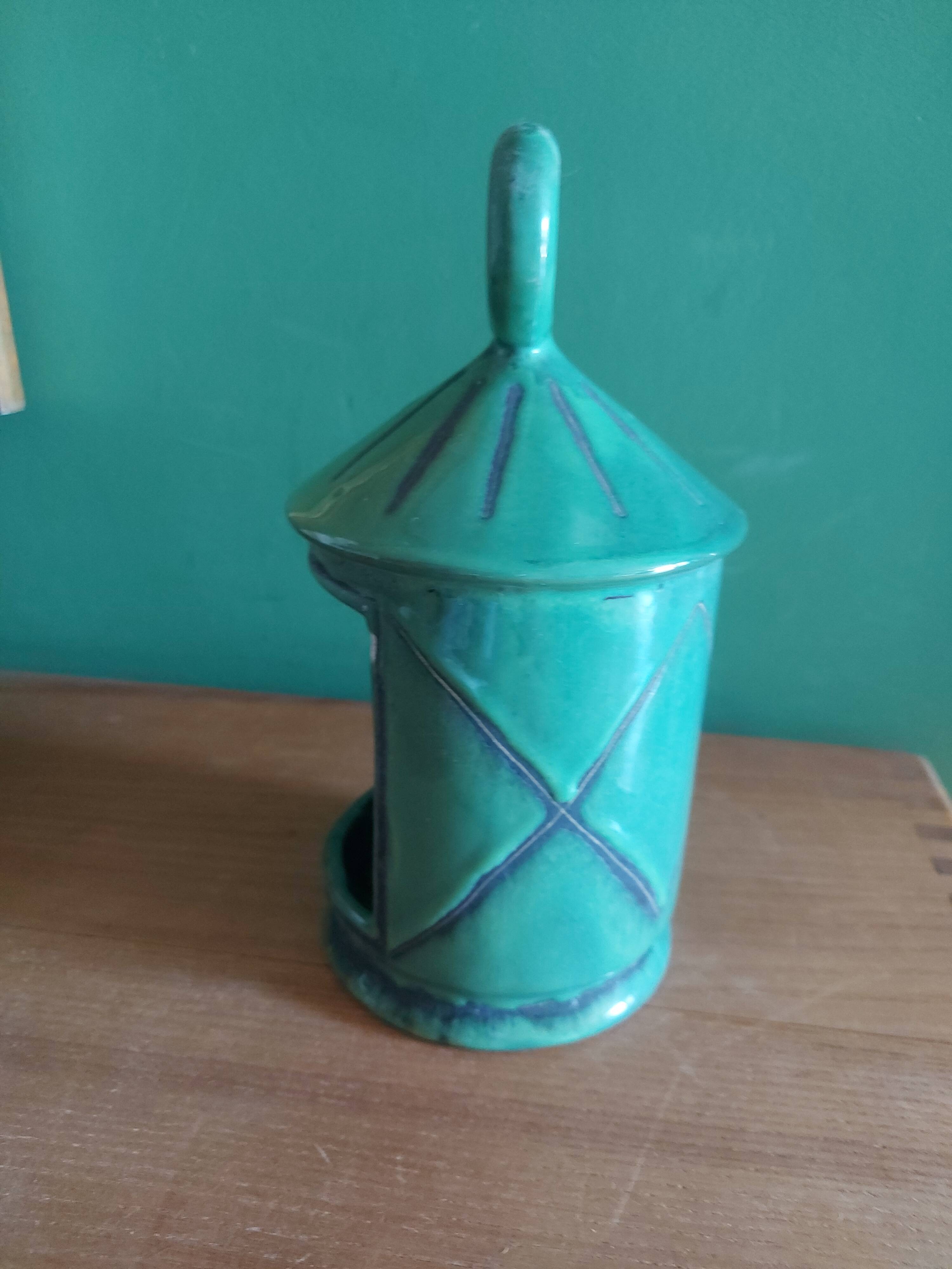 Candle holder in glazed ceramic 60s