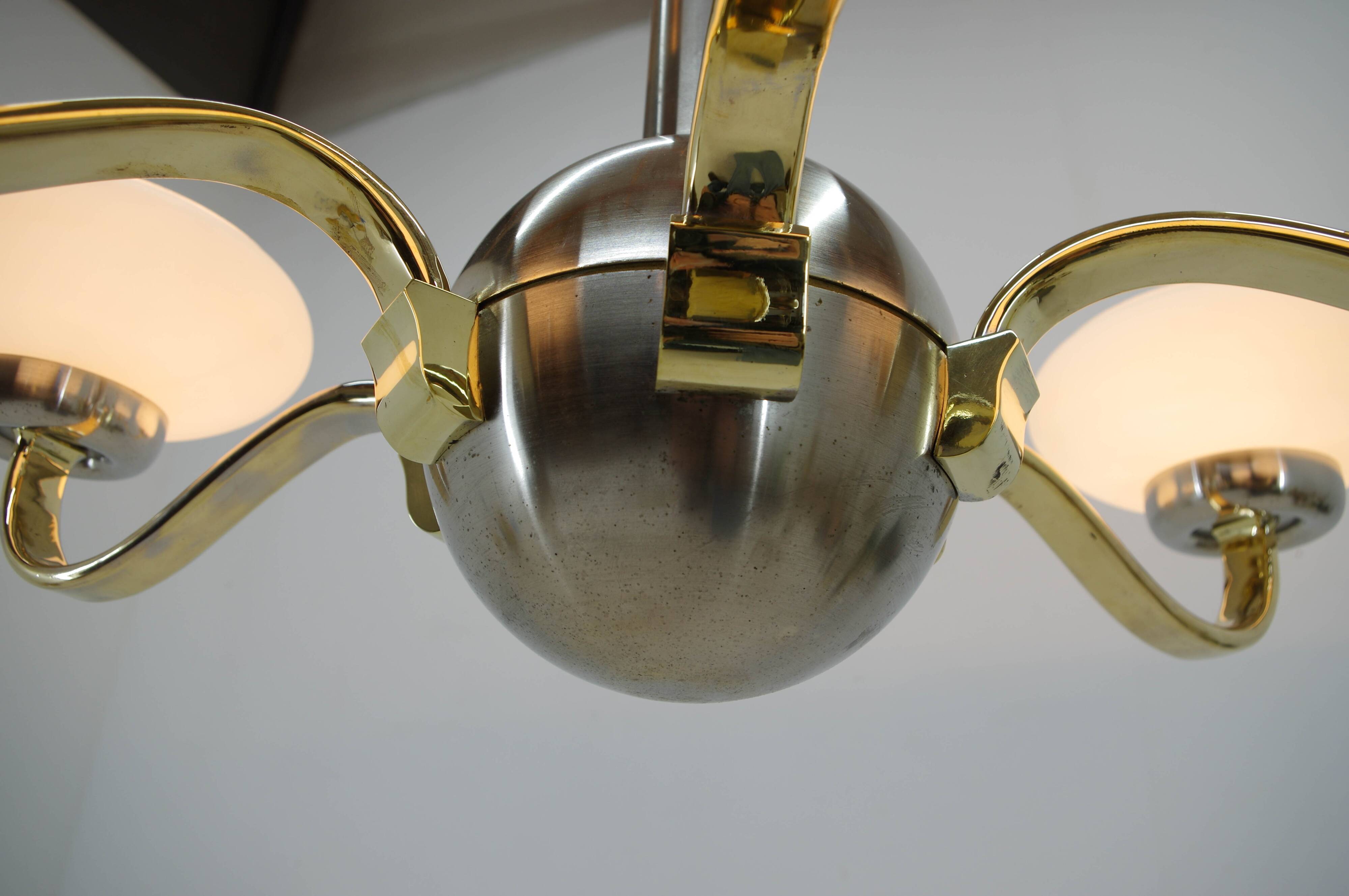 Large Art Deco Chandelier, 1930s, Restored