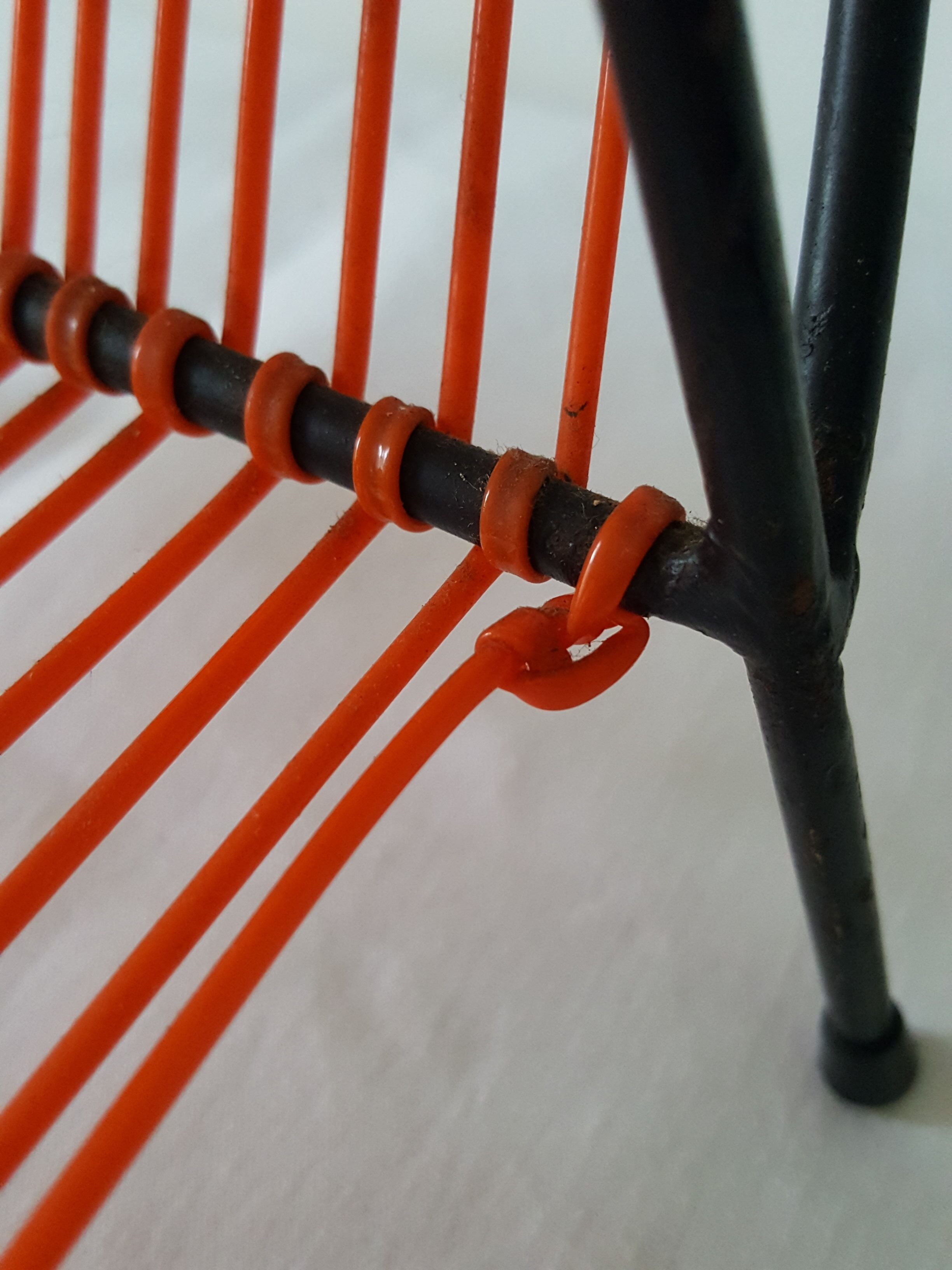 Porte vinyle métal et scoubidou années 60/70